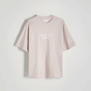 Reserved - Oversize tričko s vyvýšenou potlačou - Ružová