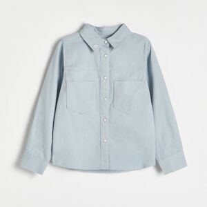 Reserved - Bavlnená košeľa s vyšívanými detailmi - Modrá