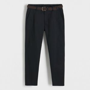 Reserved - Chino nohavice slim s opaskom - Čierna