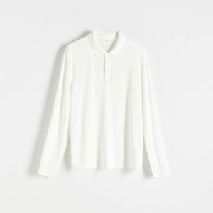 Reserved - Tričko polo s dlhými rukávmi comfort fit - Krémová
