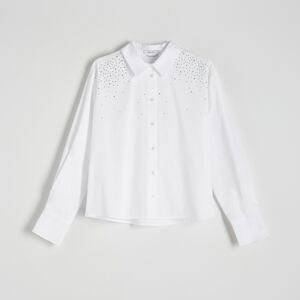 Reserved - Košeľa s kryštálikmi - Biela