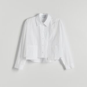 Reserved - Košeľa s ozdobnými vreckami - Biela