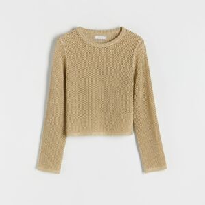 Reserved - Ažúrový sveter s prímesou metalických nití - Zlatá